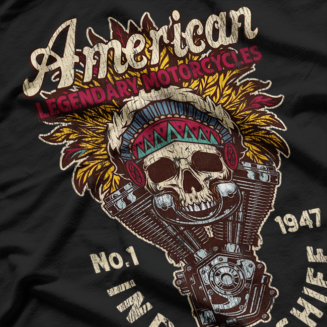Retro Vintage American Motorcycle Indian Native Heritage Ride T-Shirt