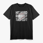 Vintage Hit Hard Run Fast Turn Left Baseball Funny Sport T-Shirt