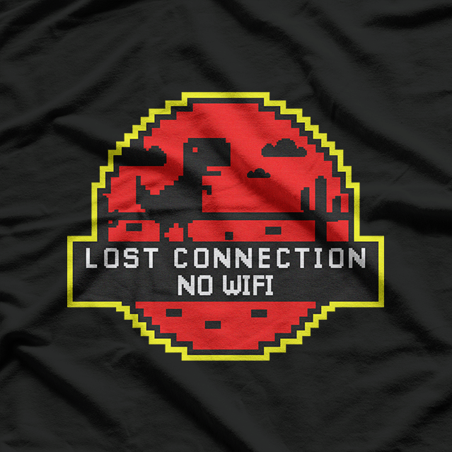 Lost Connection: No WiFi Dinosaur Pixel Art T-Shirt