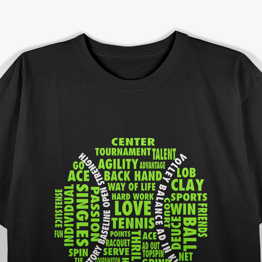 Tennis Ball Word Cloud Shirt Cool Tennis Player T-Shirt