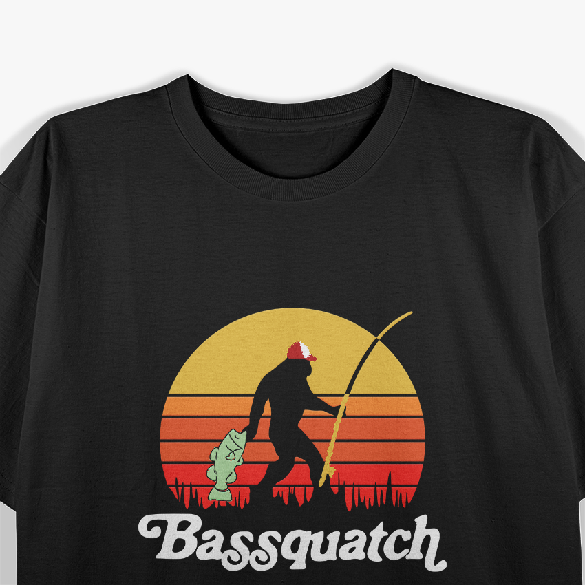 Bassquatch! Funny Bigfoot Fishing Retro T-Shirt