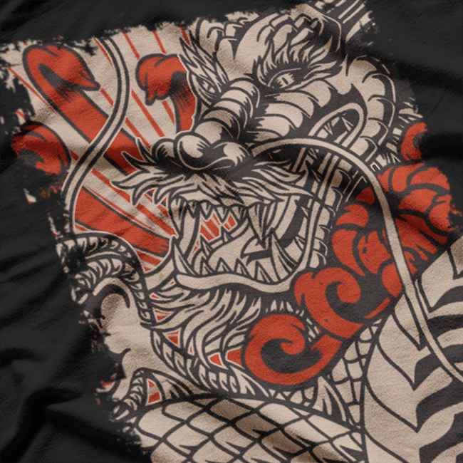 Japanese Dragon Retro Aesthetic Design T-Shirt