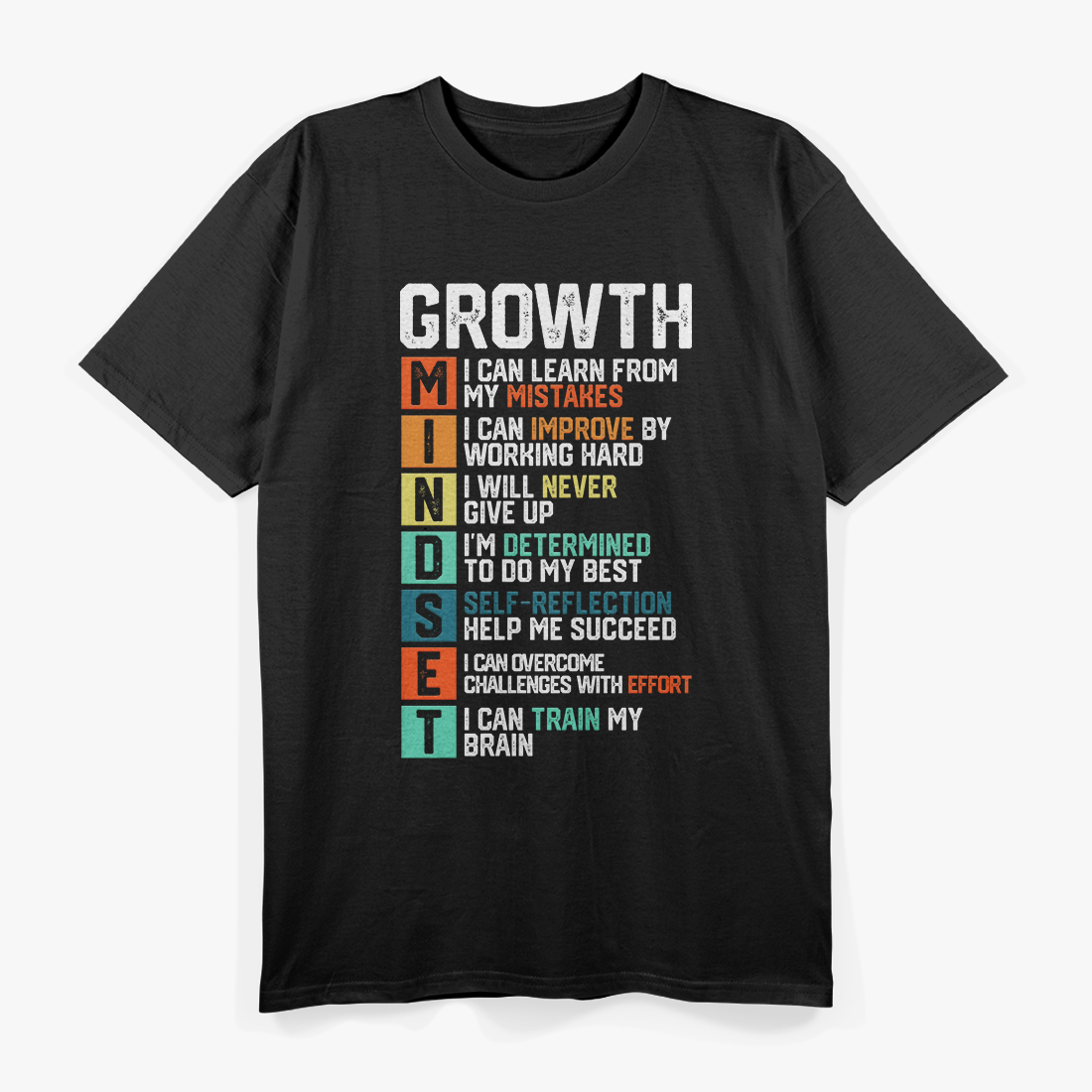 Growth Mindset Definition Motivational Saying Positive Attitude T-Shirt