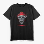 Dripping Skull Christmas Santa Hat Gothic Holiday T-Shirt