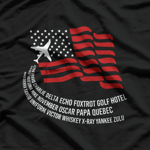 Phonetic Alphabet American Pilot Aviation Enthusiast USA Flag T-Shirt