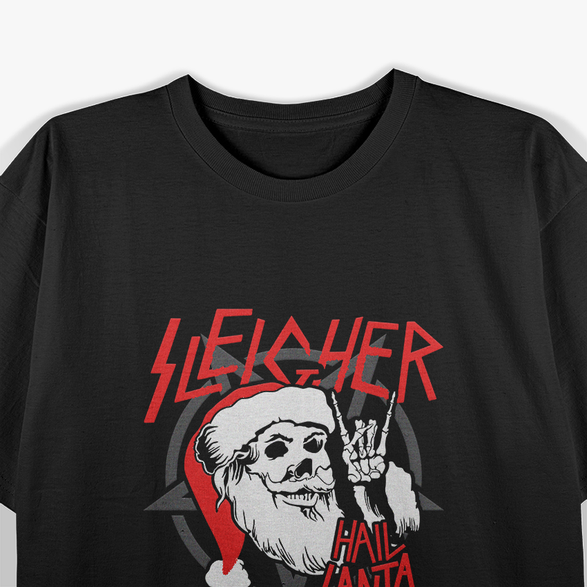 Sleigher Hail Santa Funny Heavy Metal Christmas T-Shirt