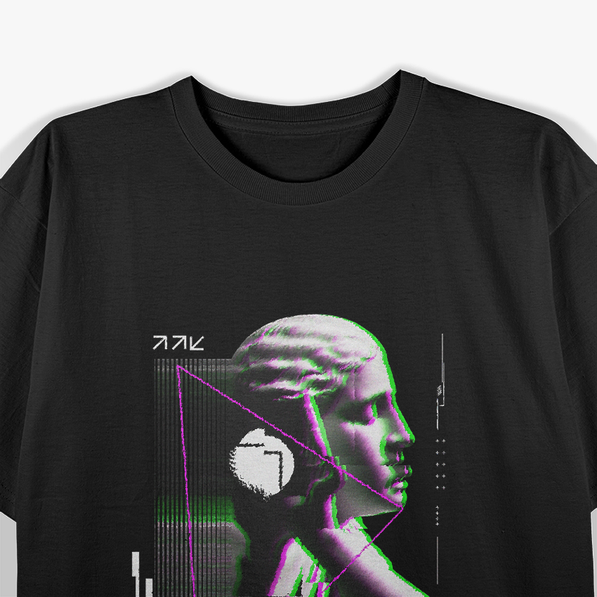 Glitch Statue Greek Retrowave Vaporwave Aesthetic Synthwave Art T-Shirt