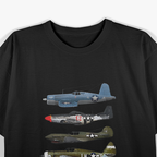 WW2 Warplane B-17 P-51 Mustang F4U Corsair T-Shirt