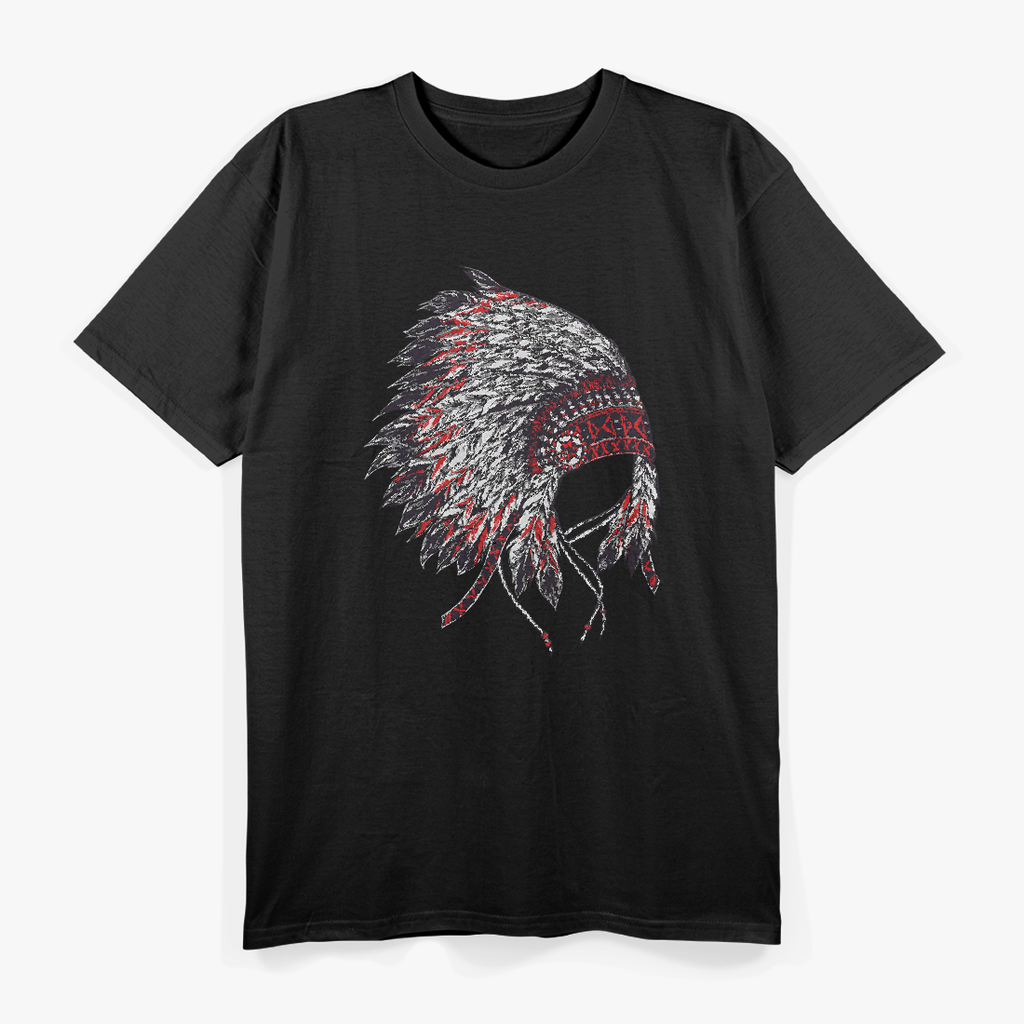Native American Pride: Traditional Indian Headdress T-Shirt