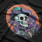 Skeleton Magician Top Hat Stars Smoke Skull Halloween T-Shirt