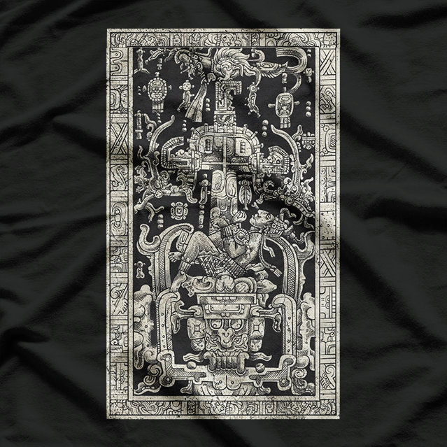 King Pakal's Spaceship – Mayan Time Traveler Ancient Carving T-Shirt