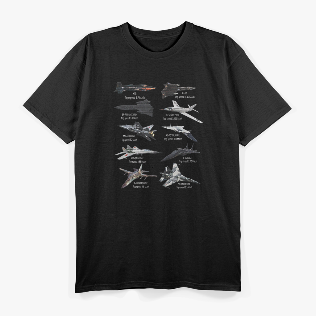 World’s Fastest Military Jet Fighters Aircraft Plane T-Shirt