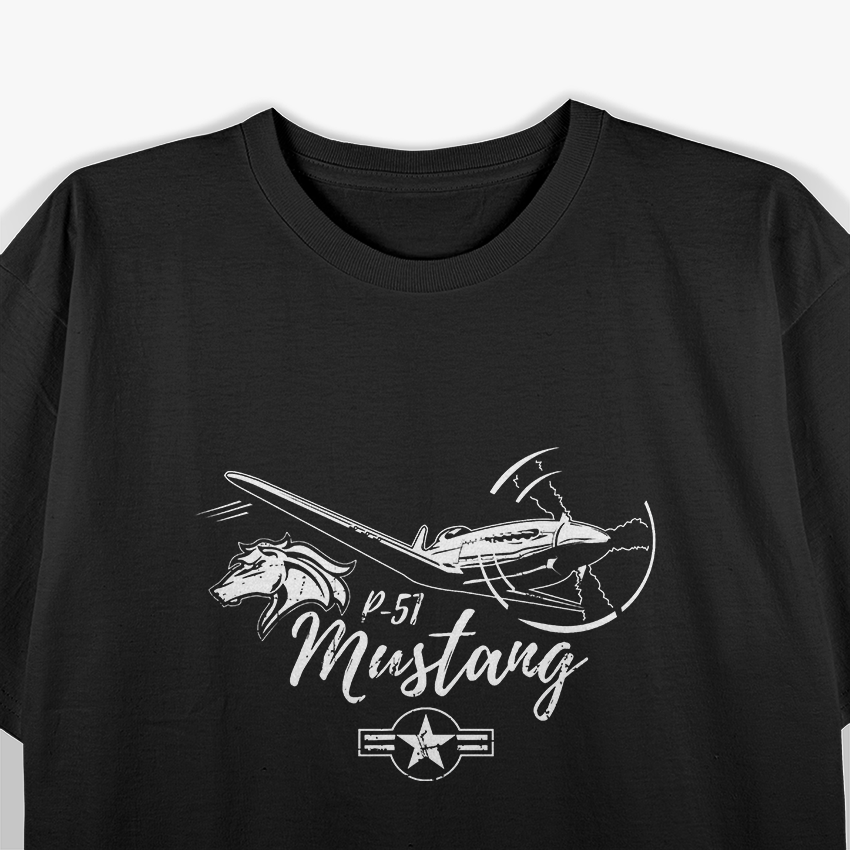 Retro P-51 Mustang WWII Fighter Pilot Warbirds Aviation T-Shirt