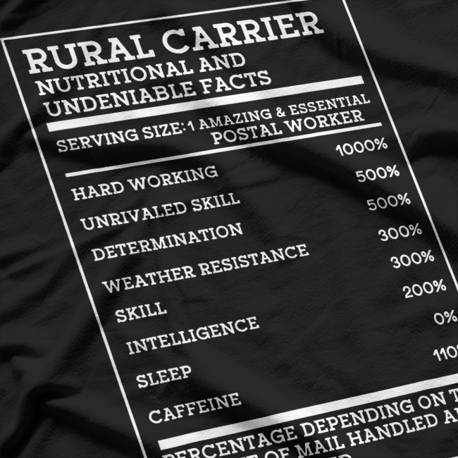 Rural Carrier Nutritional Facts Funny Mail Delivery Postal Job T-Shirt