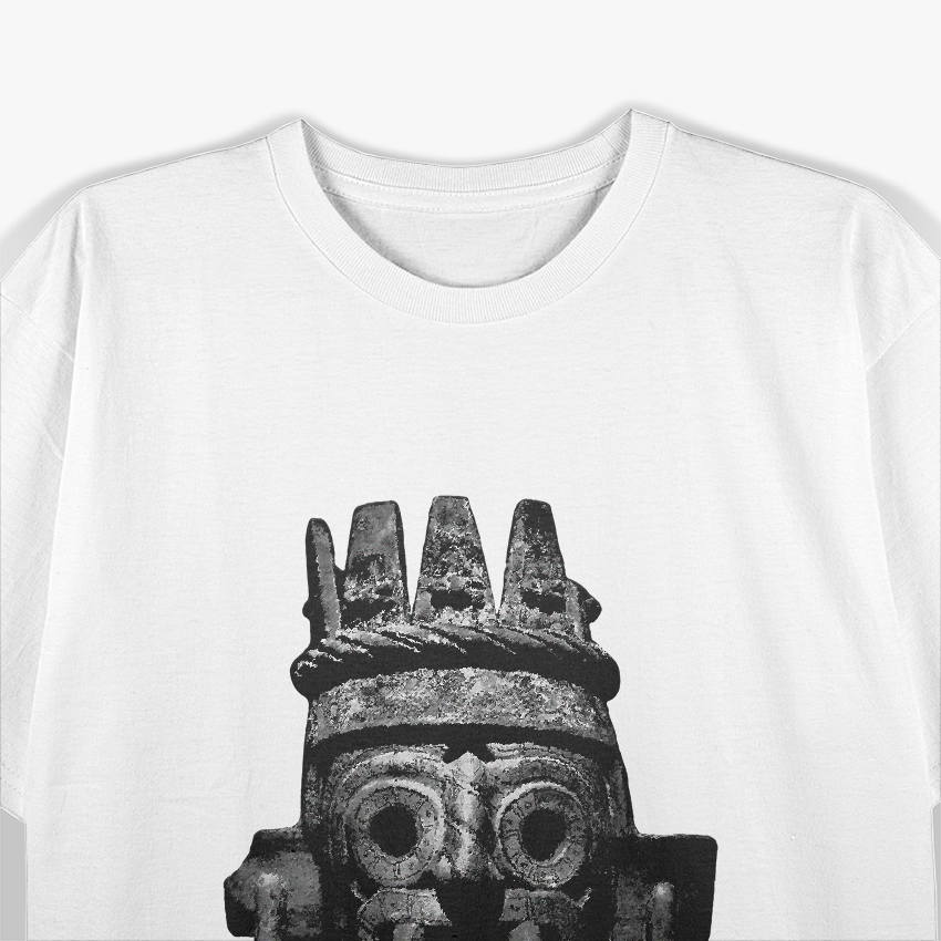 Tlaloc Face Ancient Aztec Rain God Warrior Tribal Art T-Shirt