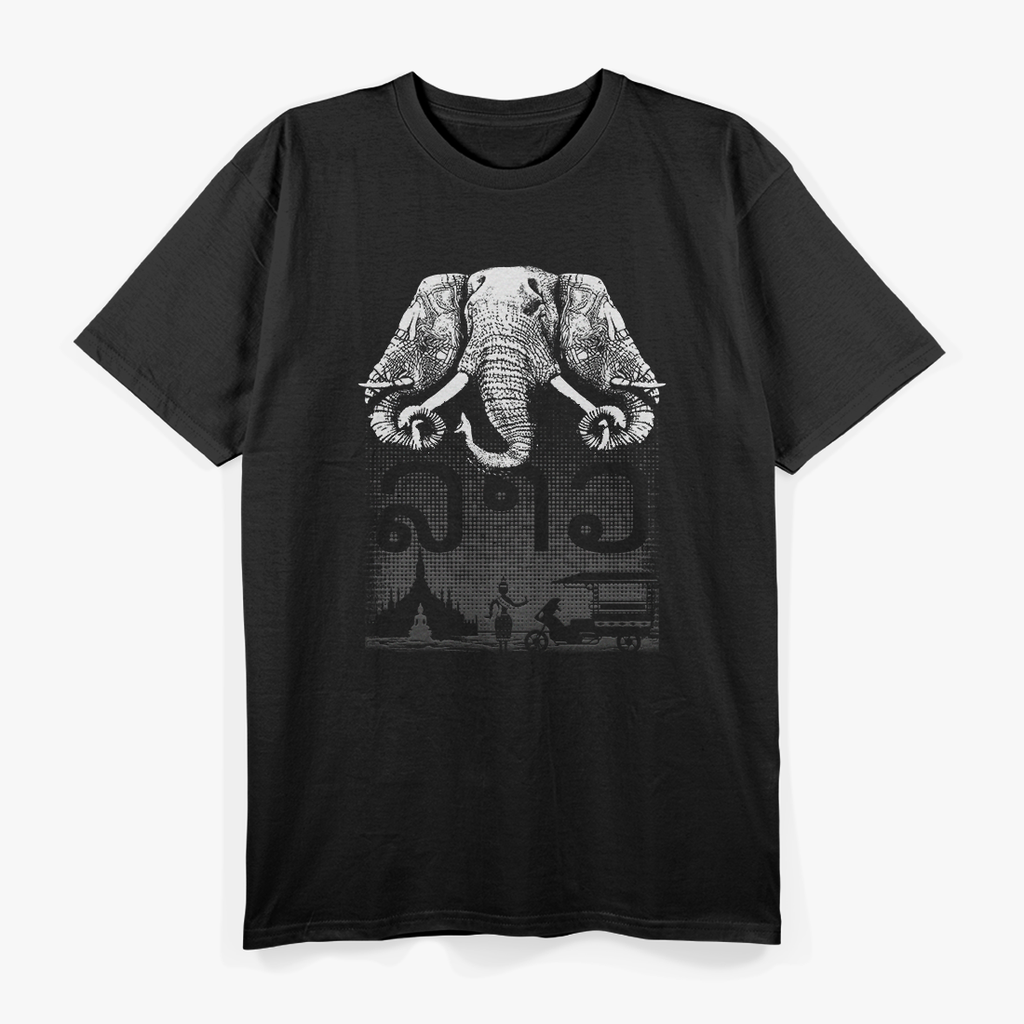 Three-Headed Elephant Mythical Beast Fantasy Creature Art T-Shirt
