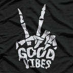 Skeleton Hand Good Vibes Positive Rock On Gothic Aesthetic T-Shirt
