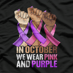 Breast Cancer Domestic Violence Awareness Pink Purple Ribbon T-Shirt