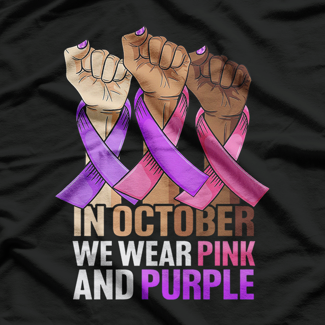 Breast Cancer Domestic Violence Awareness Pink Purple Ribbon T-Shirt