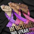 Breast Cancer Domestic Violence Awareness Pink Purple Ribbon T-Shirt