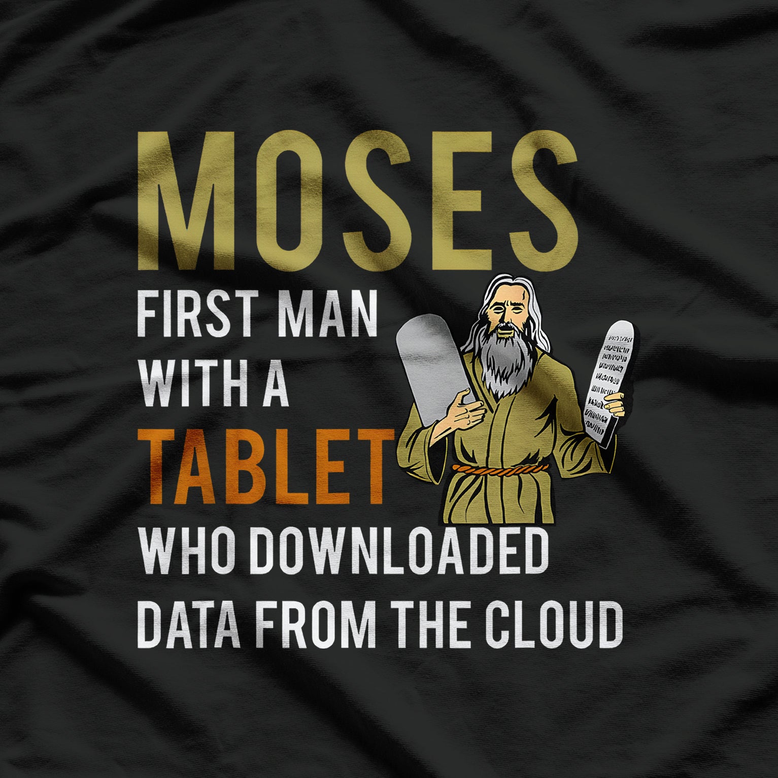 Funny Jewish Passover Moses Tablet Data Cloud Computing T-Shirt
