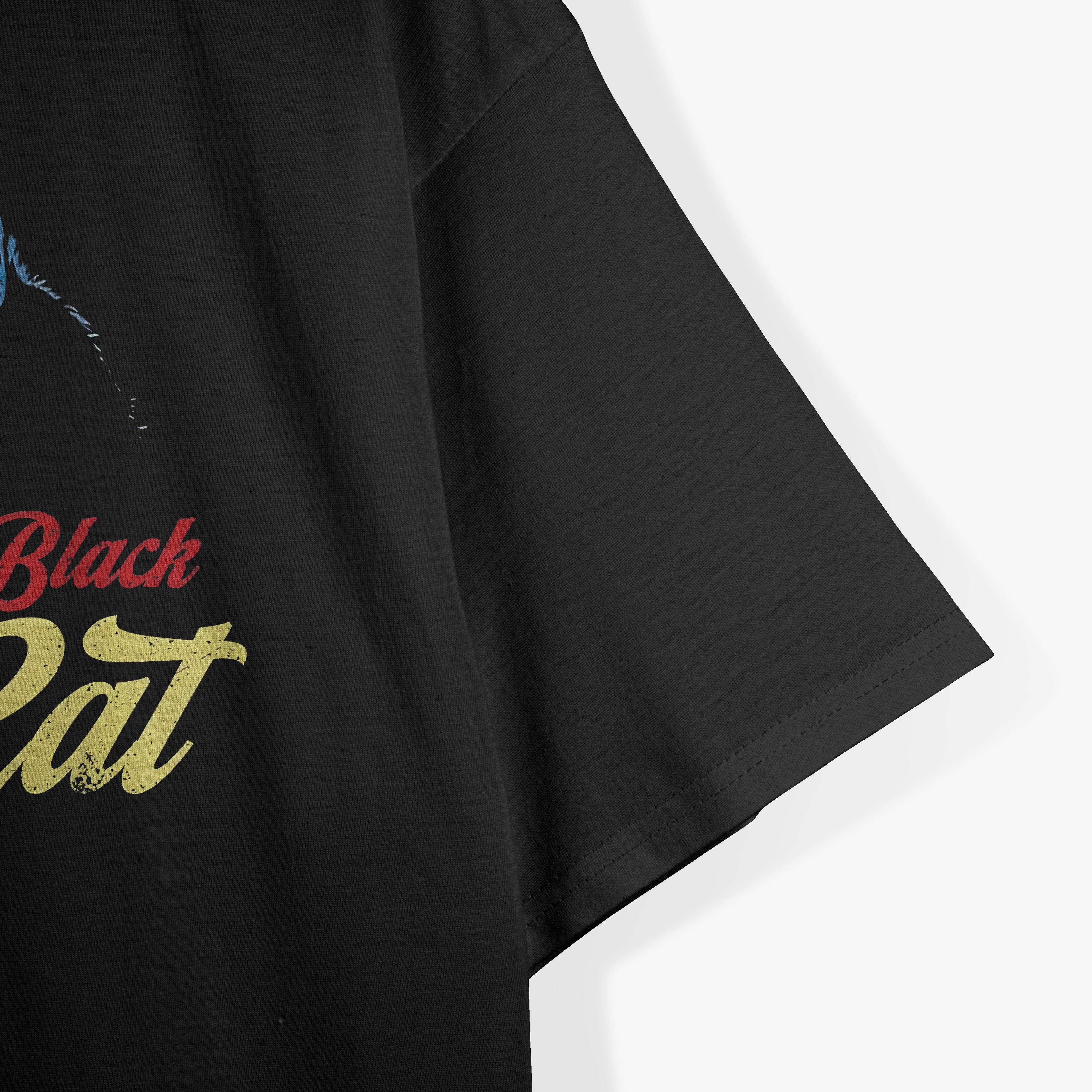 Retro Black Cat Retro Fireworks Vintage T-Shirt