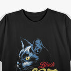 Retro Black Cat Retro Fireworks Vintage T-Shirt