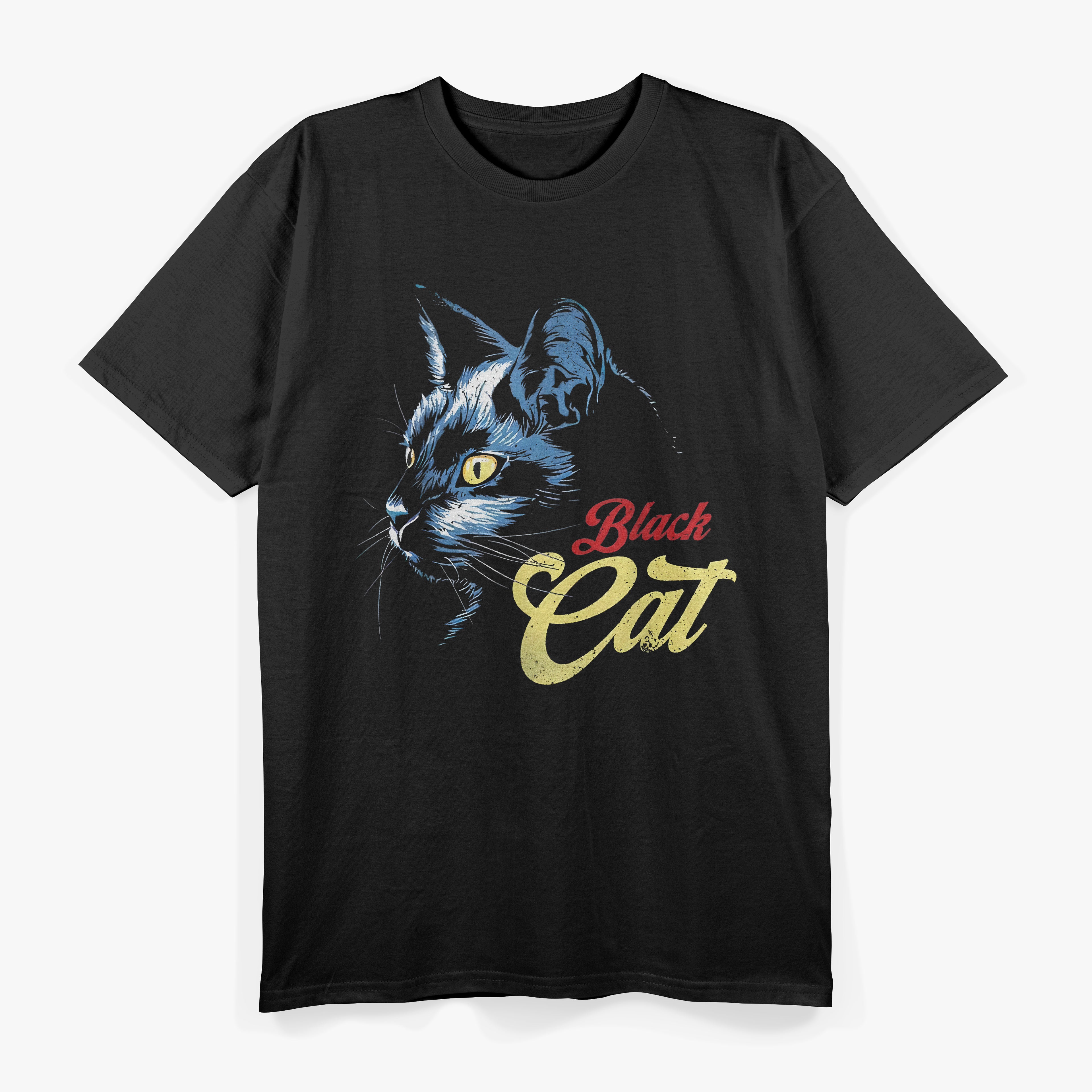 Retro Black Cat Retro Fireworks Vintage T-Shirt