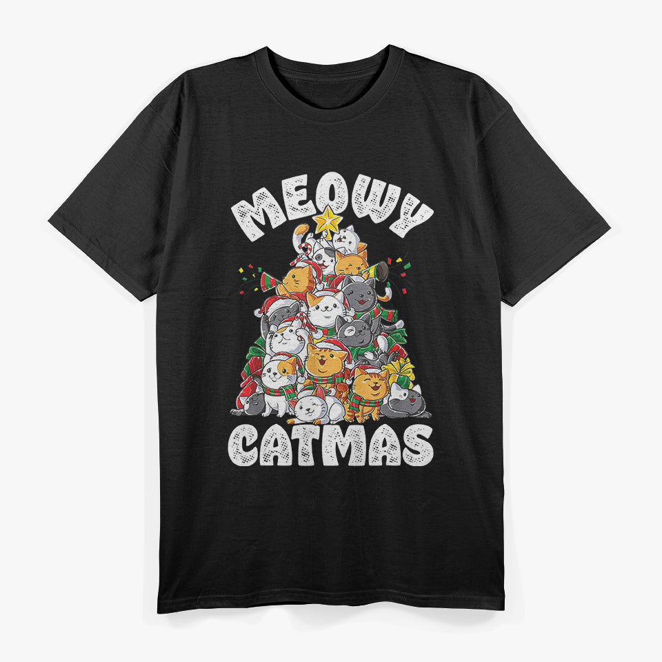 Cute Meowy Catmas Xmas Tree Funny Christmas Cat T-Shirt