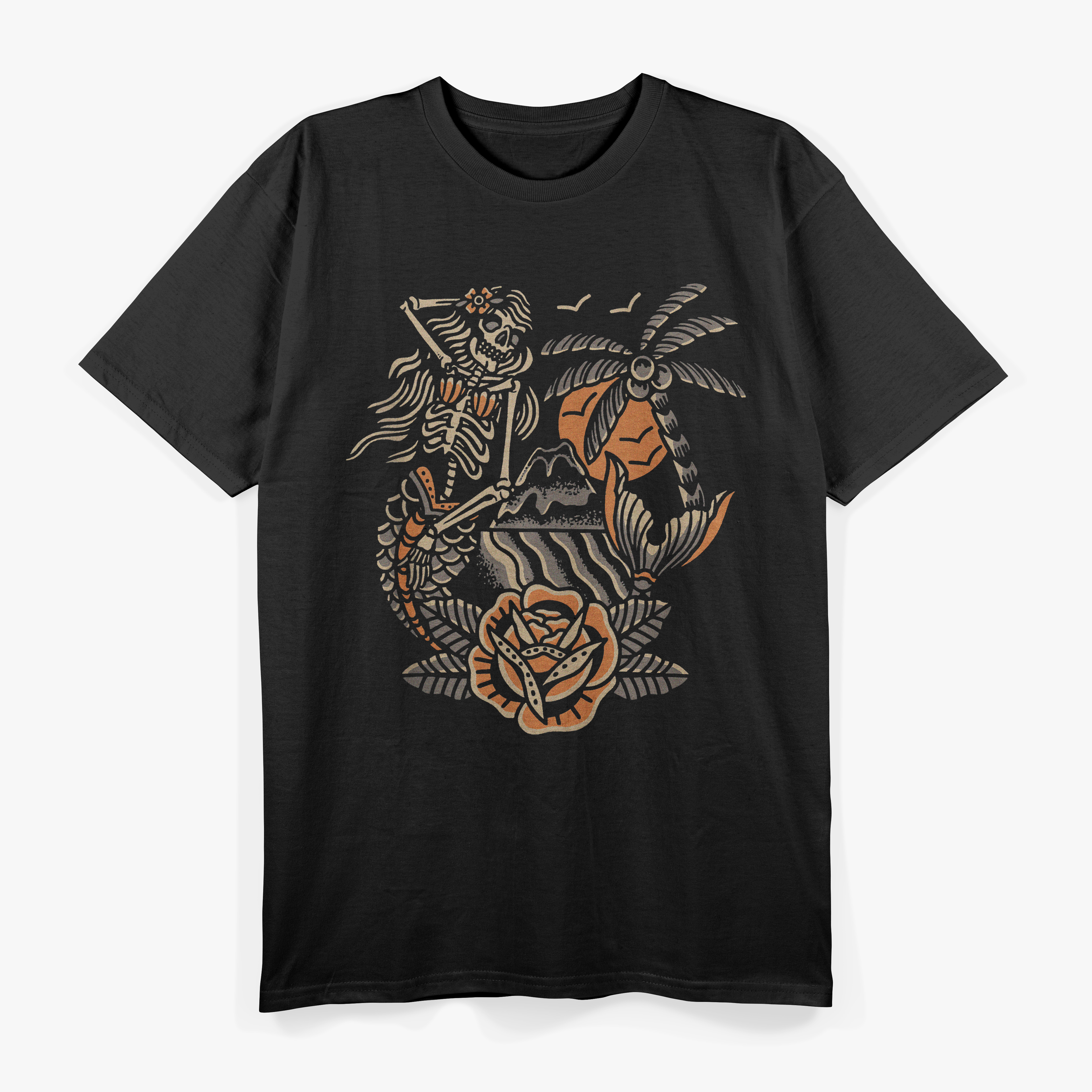 Mermaid Skeleton Traditional Tattoo Artist Inked T-Shirt
