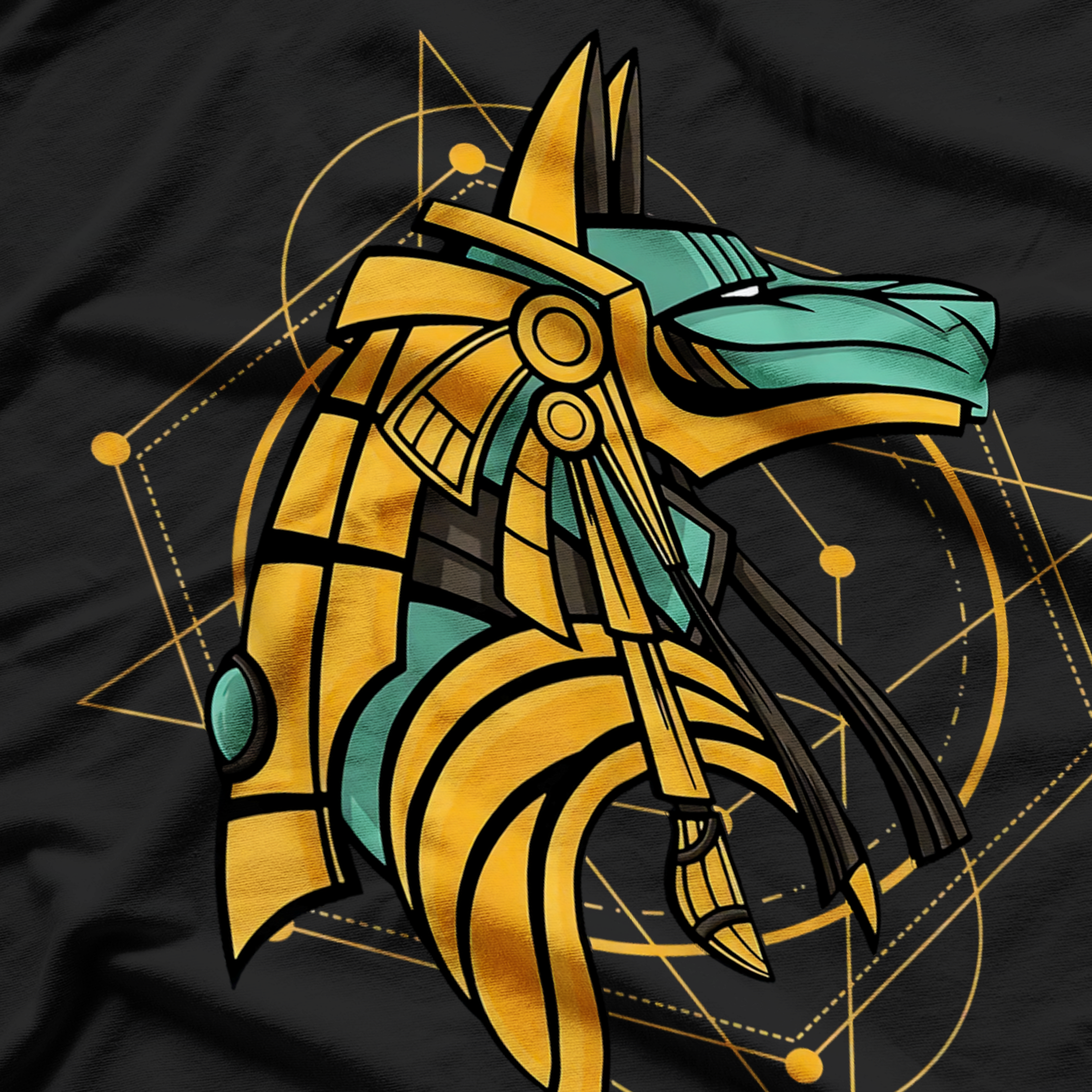 Anubis Egyptian God Detailed Illustration of the Divine Guardian T-Shirt