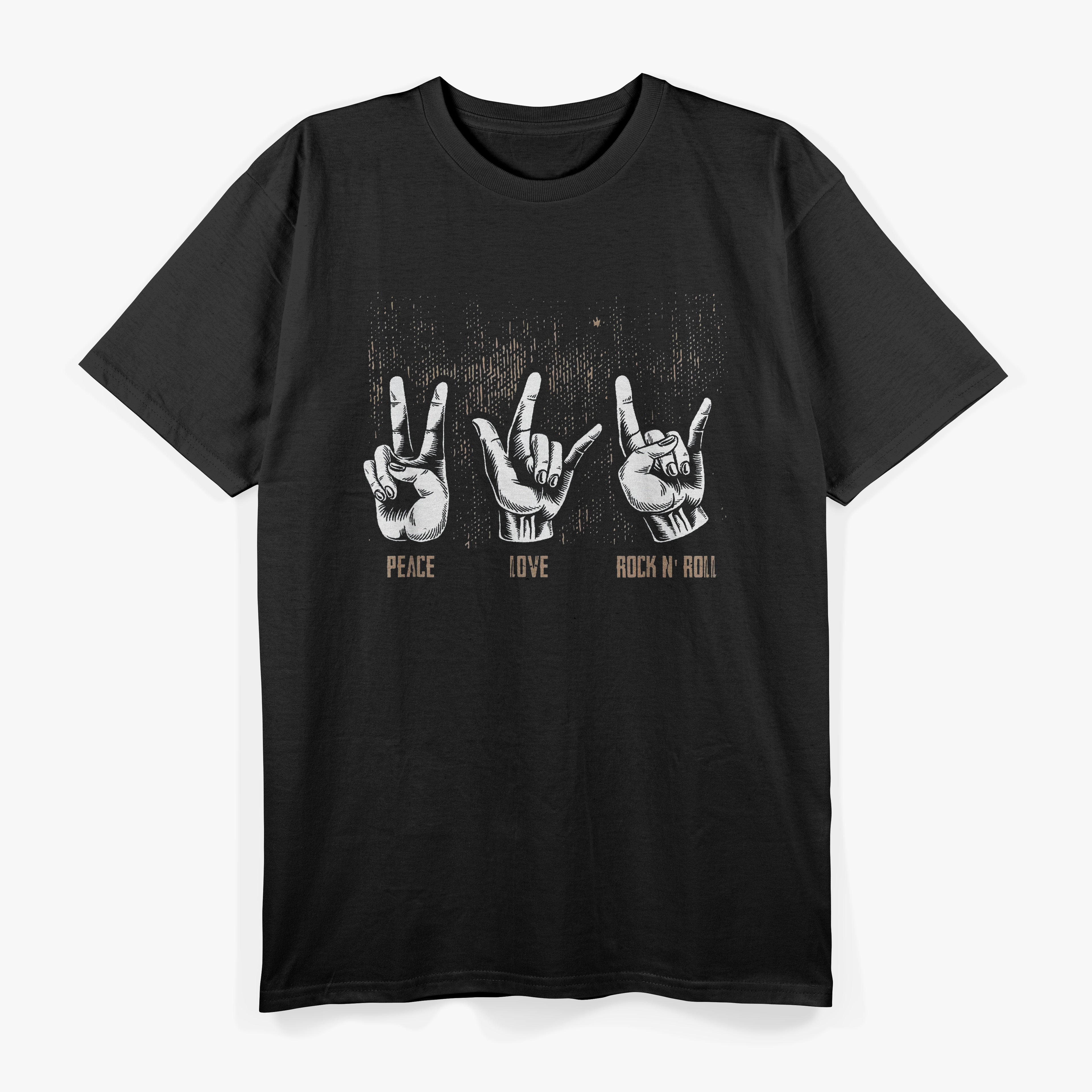 Peace Love Guitar Hippie Hand Sign T-Shirt