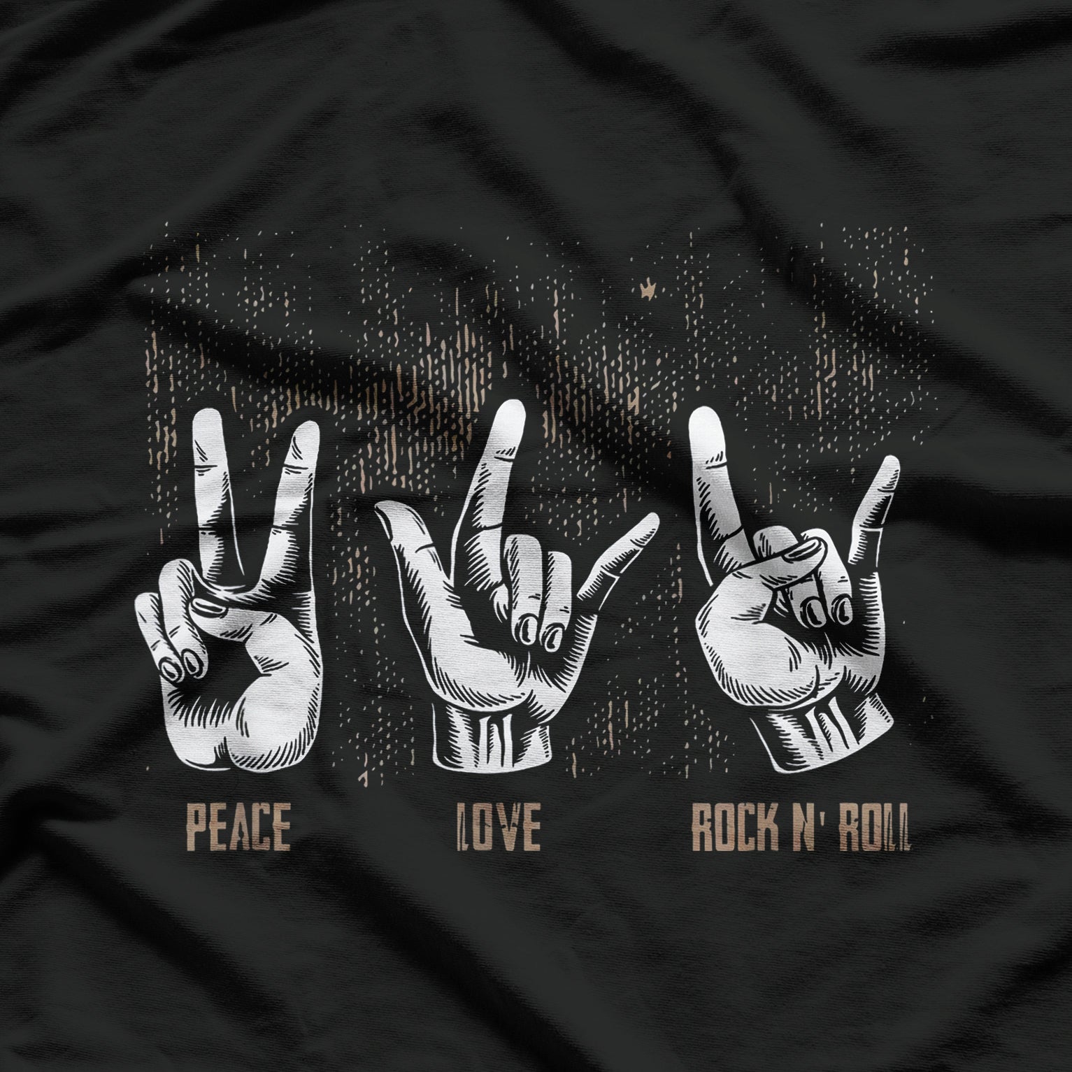 Peace Love Guitar Hippie Hand Sign T-Shirt