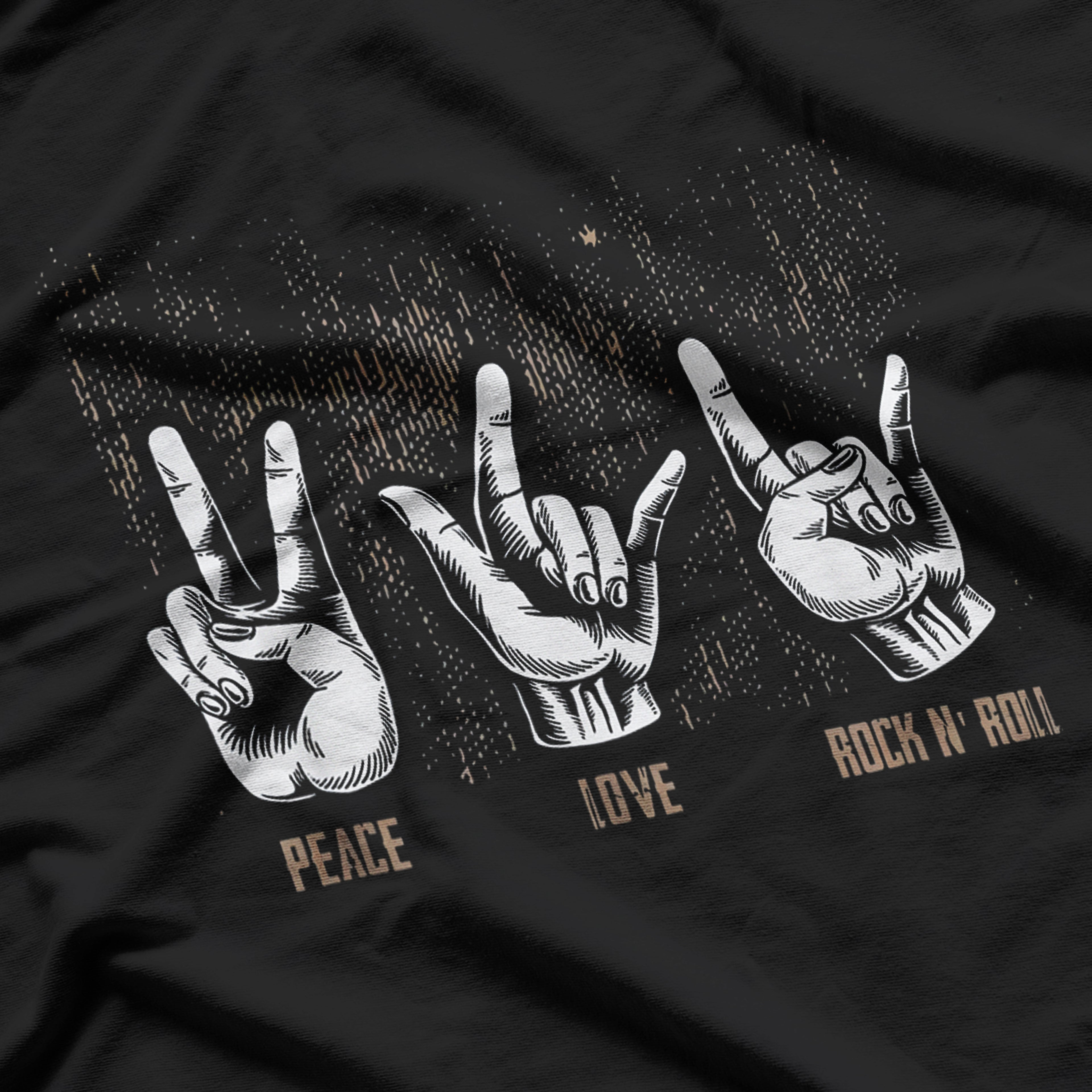 Peace Love Guitar Hippie Hand Sign T-Shirt