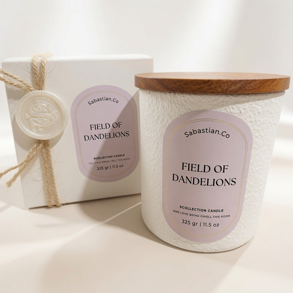 Sabastian.Co SCOLLECTION Field of Dandelions Candle 325g – Handmade Soy Scented Candle