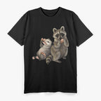 Possum and Raccoon Eating Pizza Animal Food Lover T-Shirt