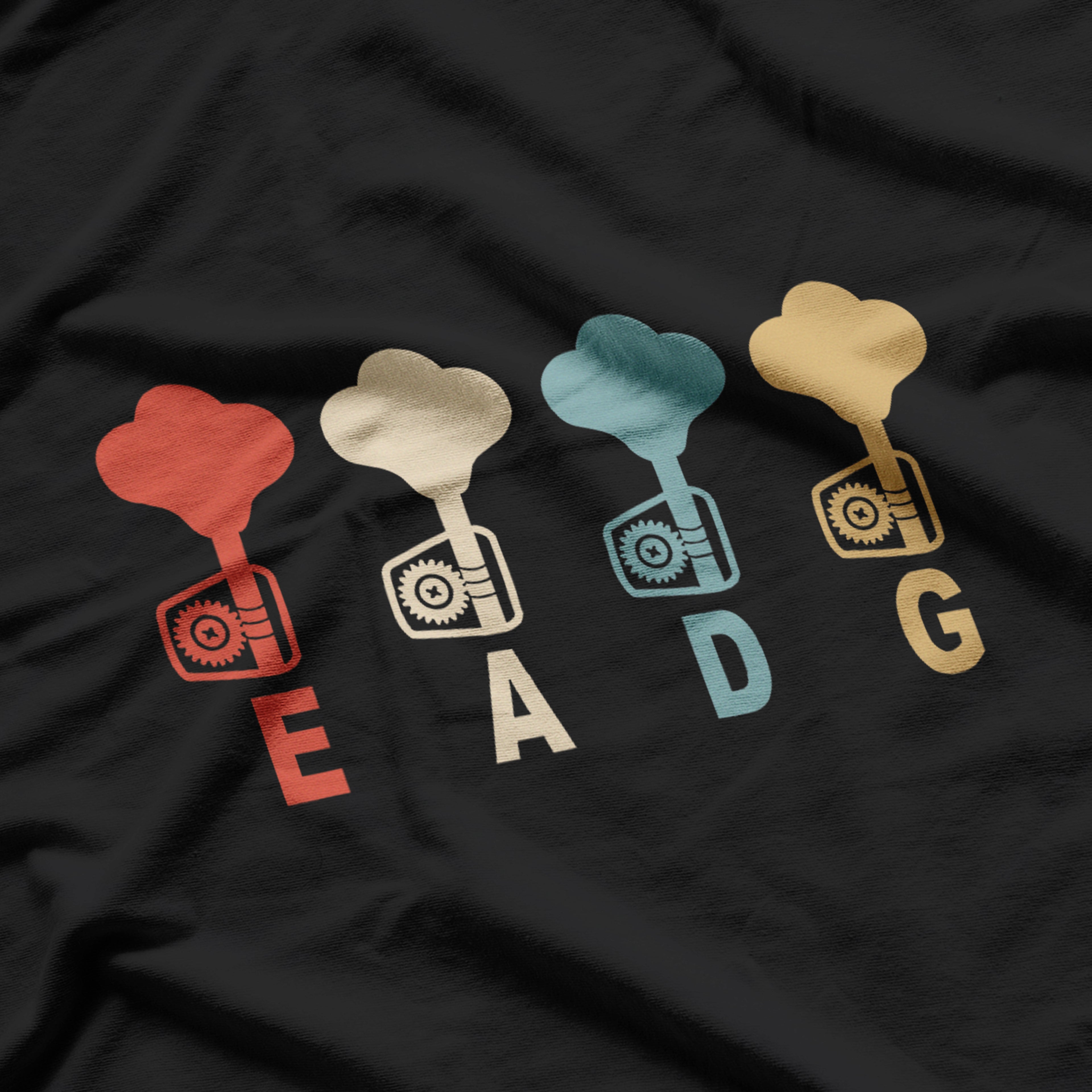 Retro Vintage EADG Bass Clef Bass Guitar Player T-Shirt