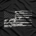 Vintage Big American Flag with Machine Gun T-Shirt