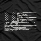 Vintage Big American Flag with Machine Gun T-Shirt