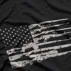 Vintage Big American Flag with Machine Gun T-Shirt