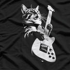 Rock Cat Playing - Funny Animal Musician T-Shirt