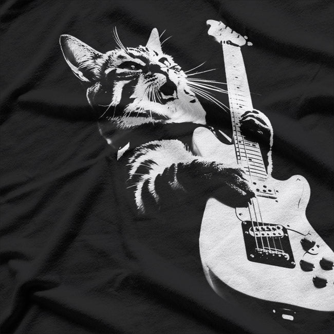 Rock Cat Playing - Funny Animal Musician T-Shirt