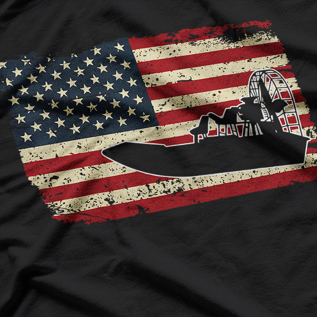 Airboat American Flag Swamp Life T-Shirt