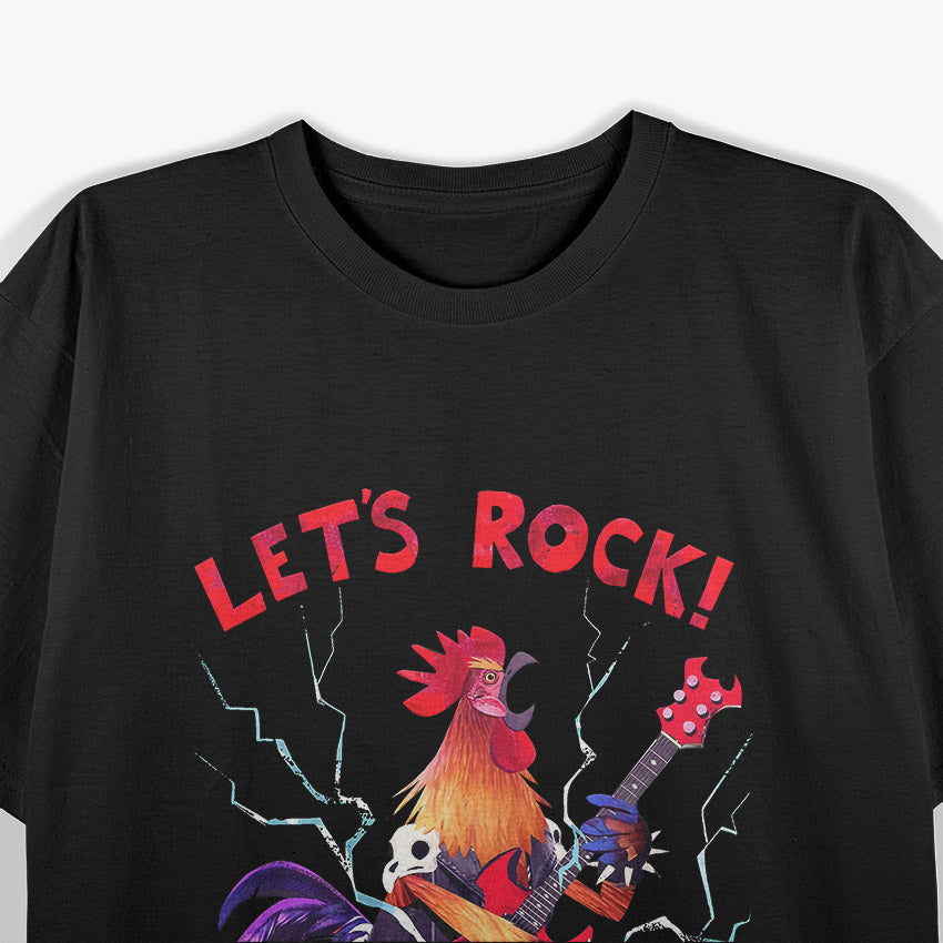 Rock Rooster Chicken - Playing Heavy Metal Guitar Funny T-Shirt