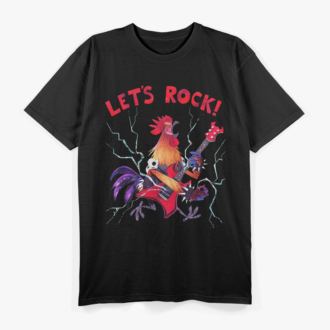 Rock Rooster Chicken - Playing Heavy Metal Guitar Funny T-Shirt
