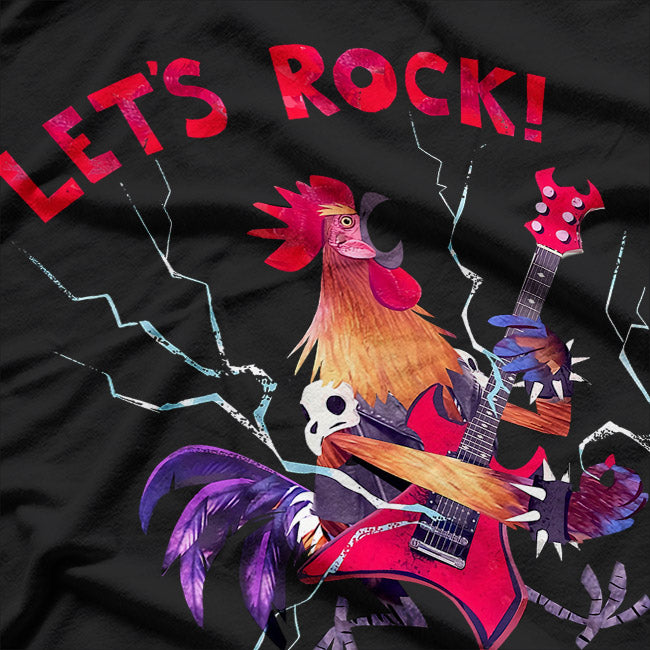 Rock Rooster Chicken - Playing Heavy Metal Guitar Funny T-Shirt