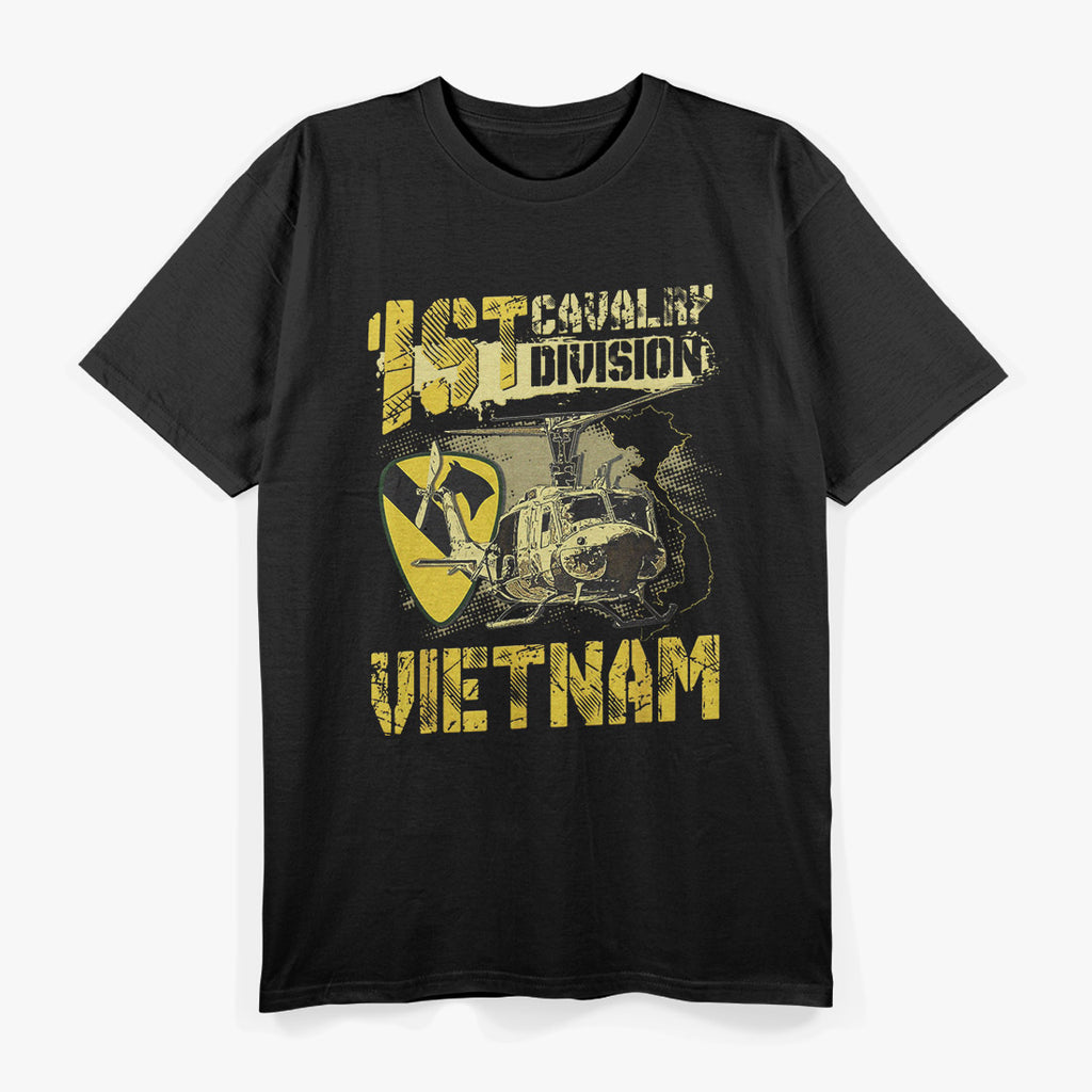 UH-1 Huey Helicopter 1st Division Vietnam Veteran T-Shirt