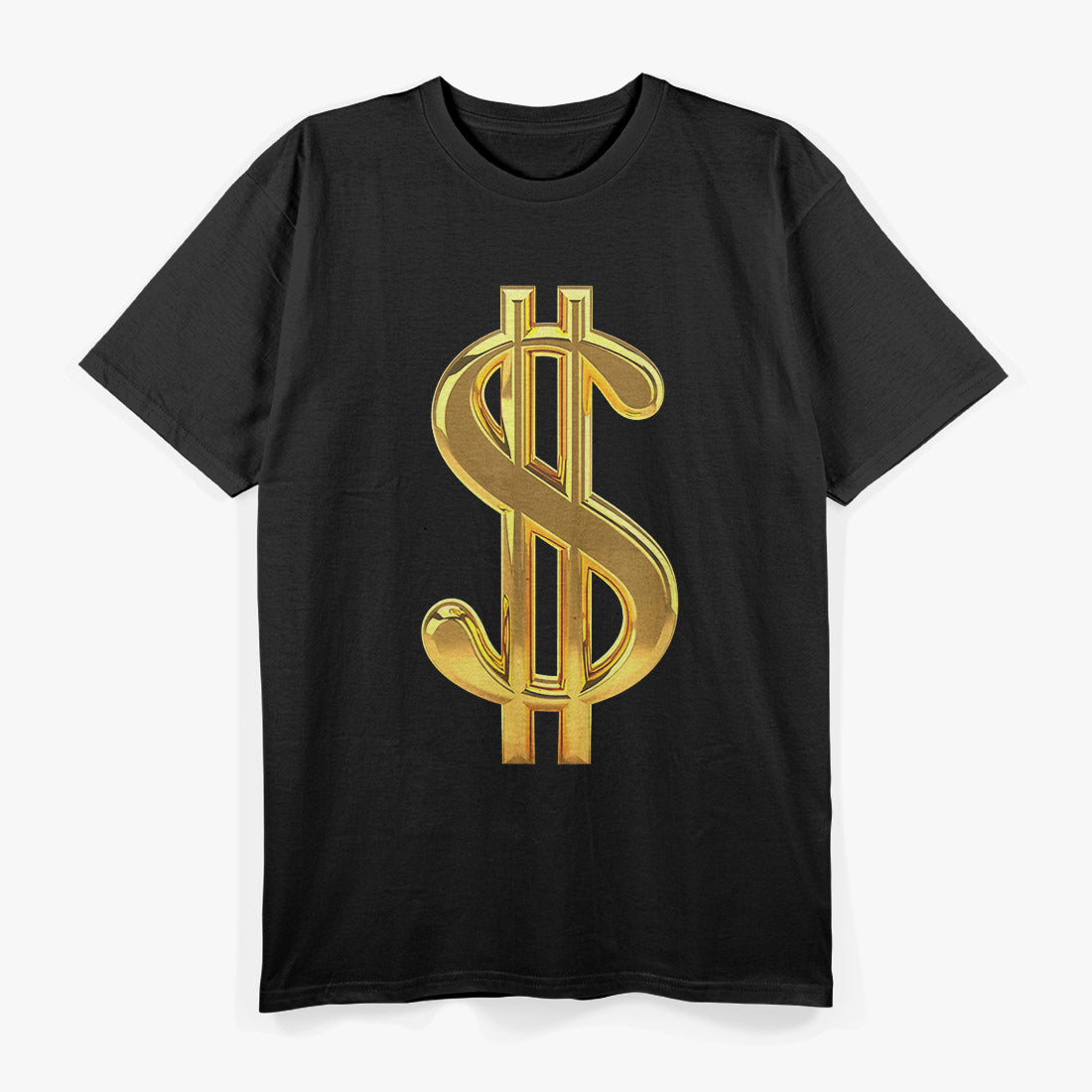 Metallic Gold Money Sign: Dollar Bills & Hustle T-Shirt