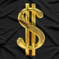 Metallic Gold Money Sign: Dollar Bills & Hustle T-Shirt