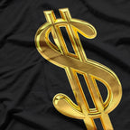 Metallic Gold Money Sign: Dollar Bills & Hustle T-Shirt